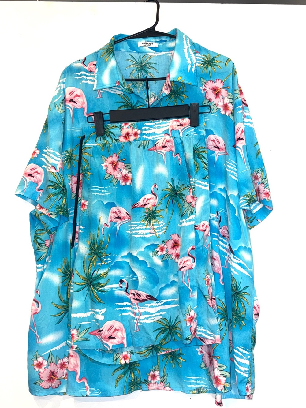 Men’s Hawaiian Blue Tropical Flamingo Palm Tree Shirt and Shorts Set. 4XL 🦩